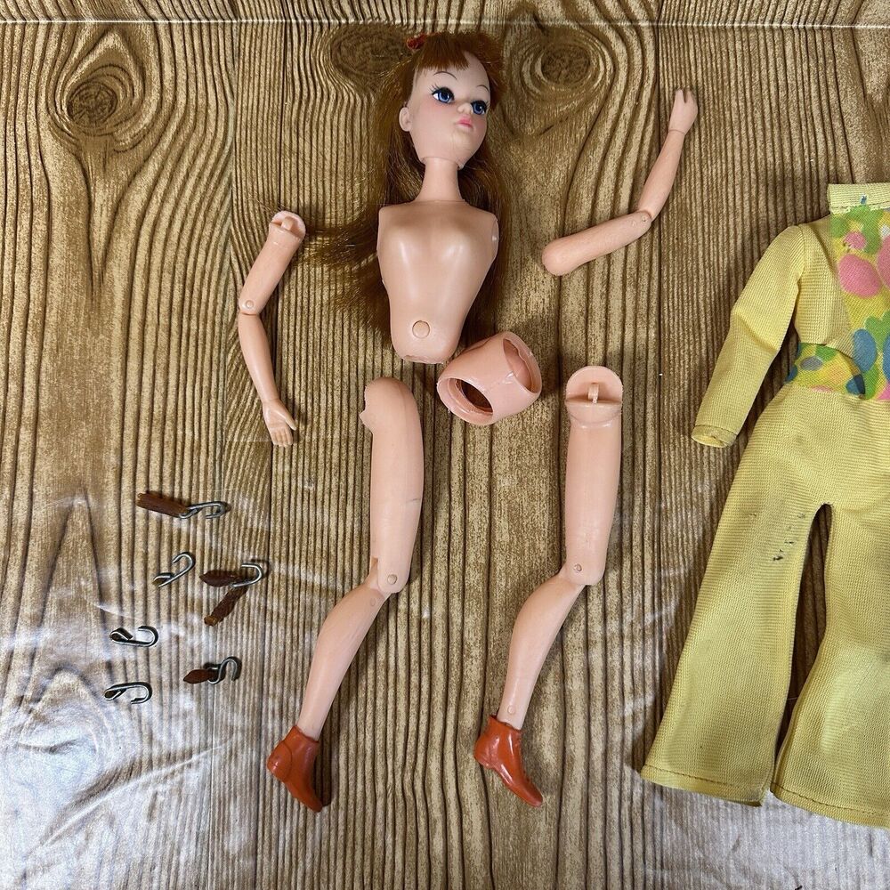 Uneeda Red Hair DOLLIKIN 11" Action Girl ARTICULATED DOLL in Outfit & Shoes 1969